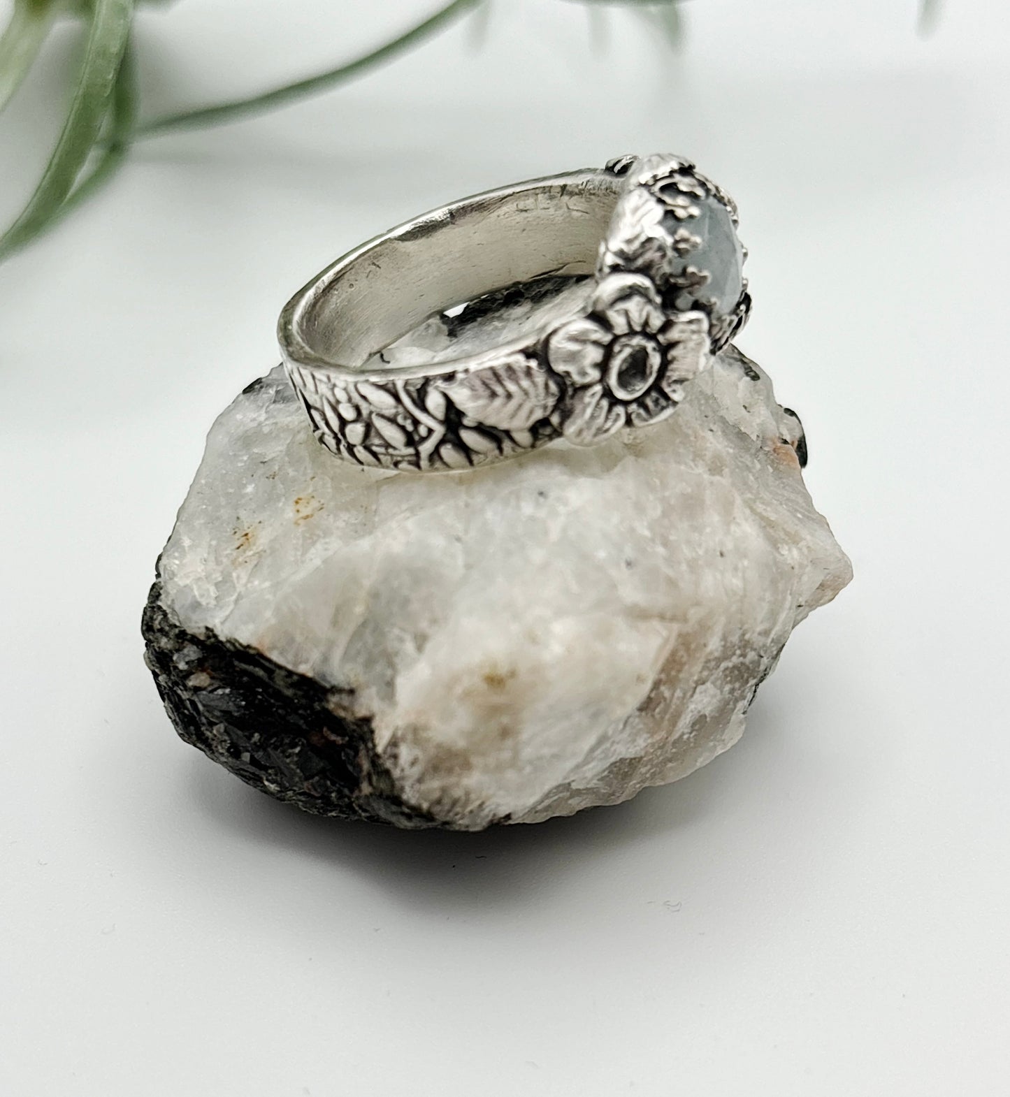 Aquamarine Flower Ring