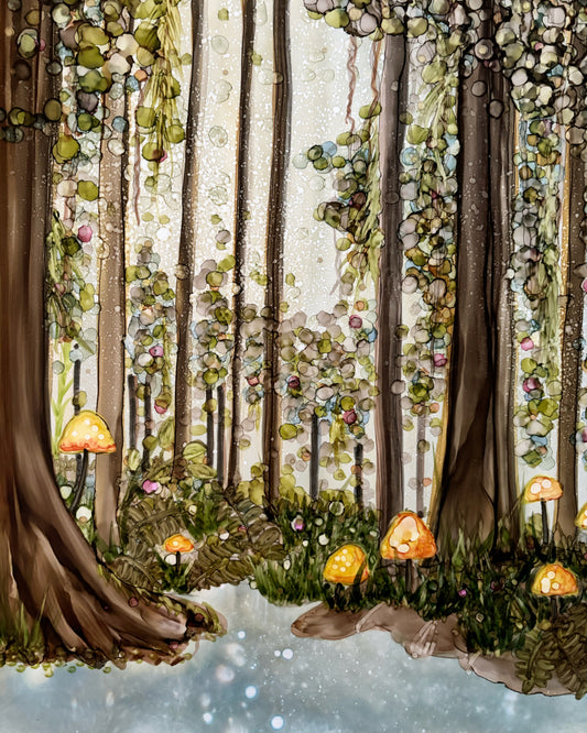 Wild Mushrooms in the Woods