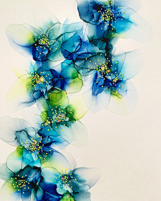 Abstract Blue Flowers