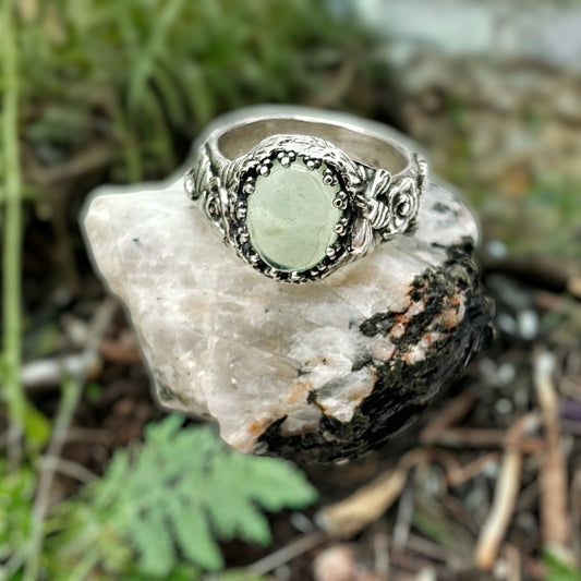 Green Amethyst Honey Bee Ring