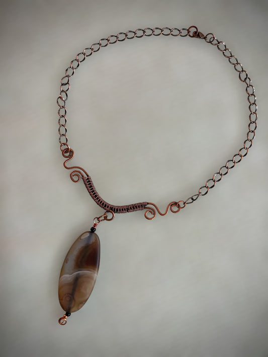 Large Brown Agate Stone Pendant
