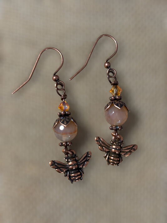 Copper Bumblebee Earrings