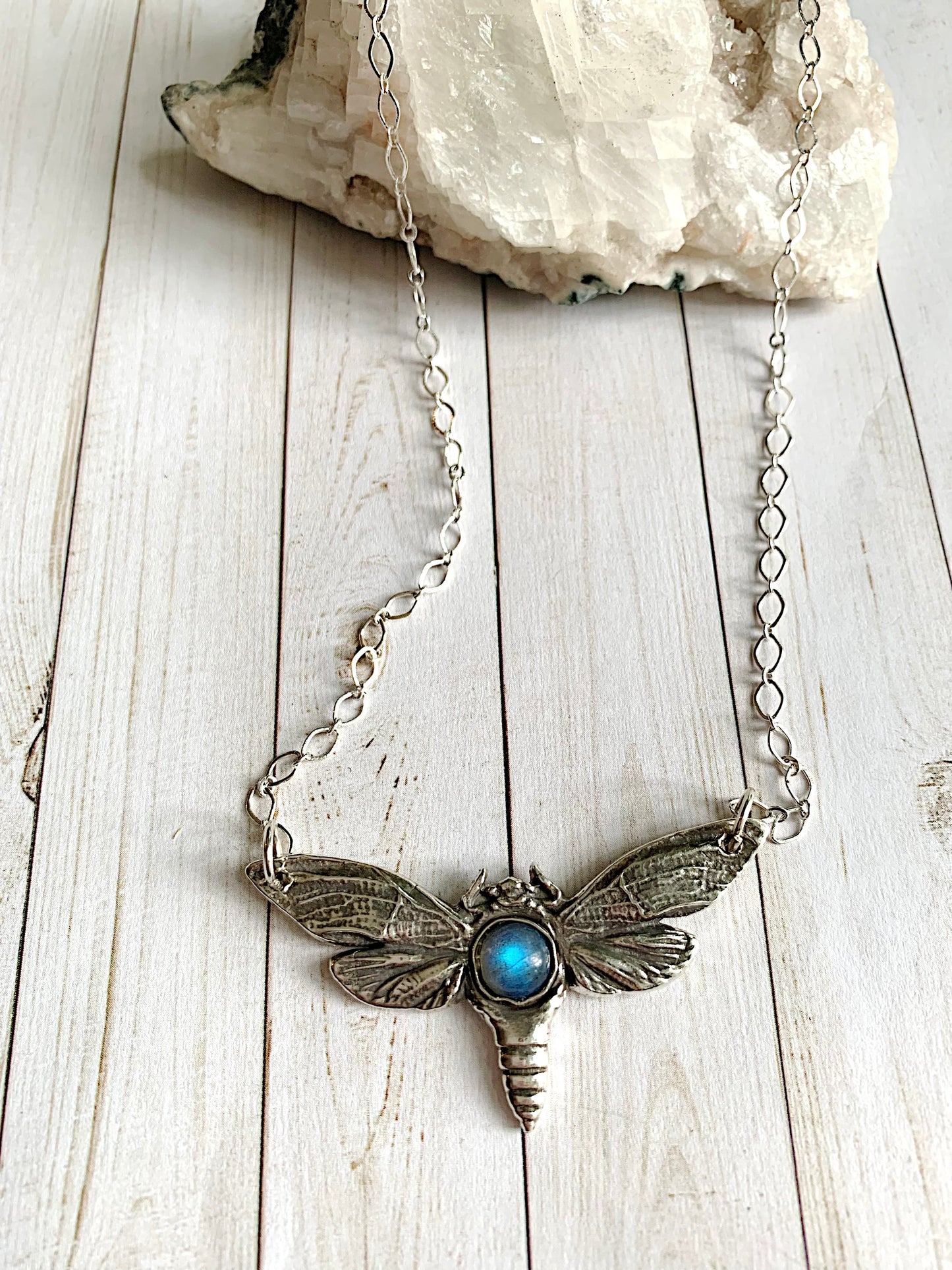 Moth with Labradorite Pendant