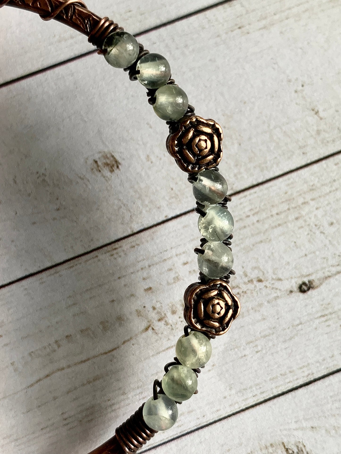 Prehnite and Copper Hair Stick