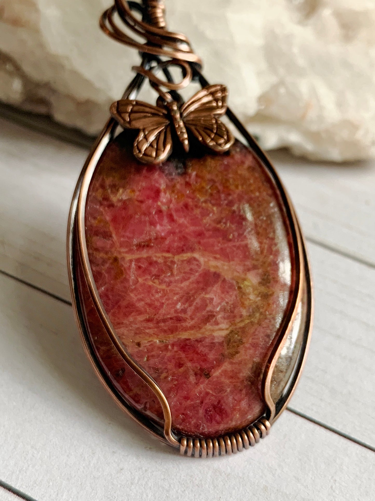 Rhodonite and Butterfly Necklace