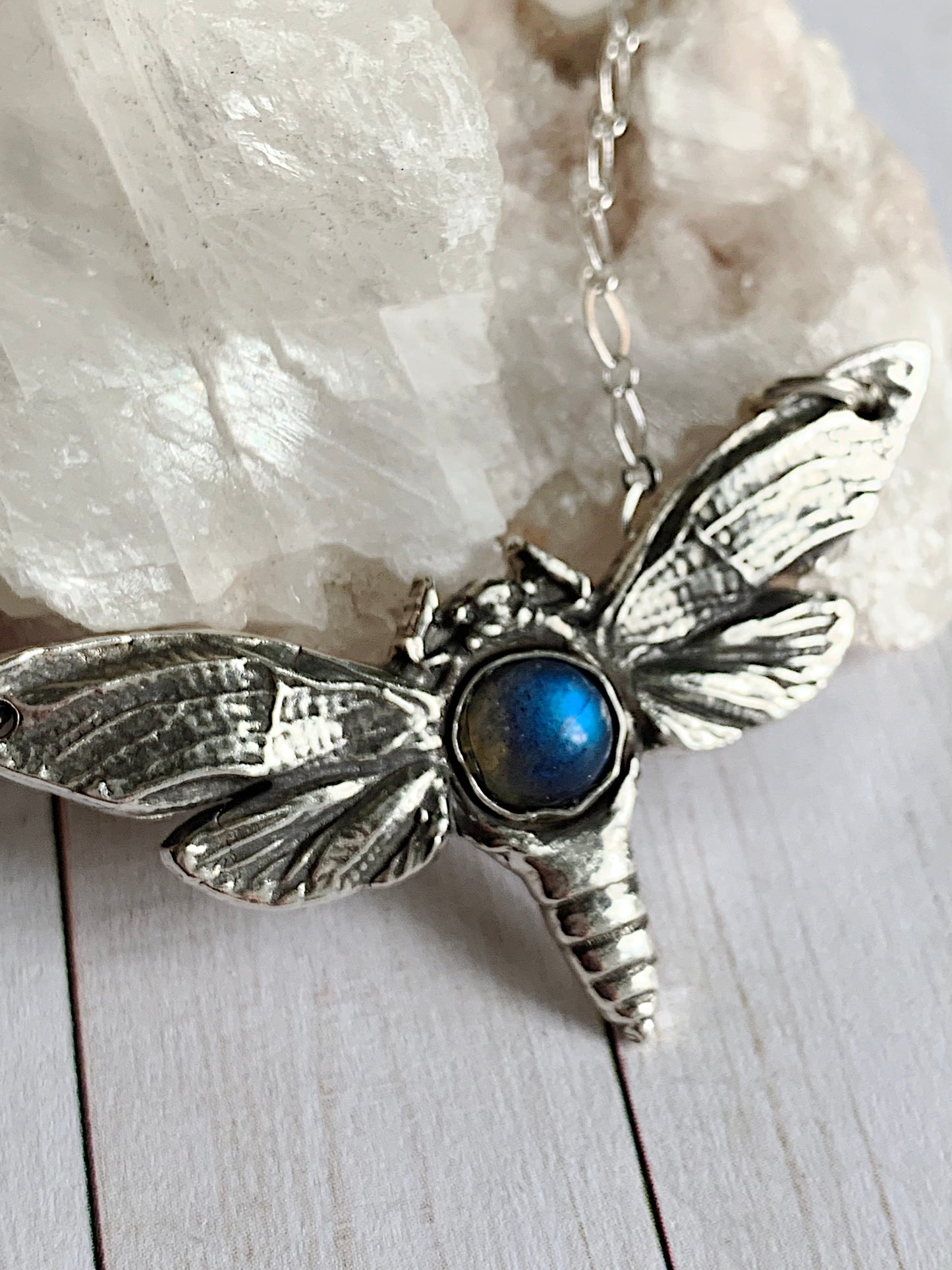 Moth with Labradorite Pendant