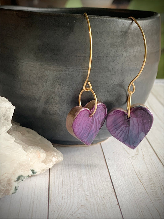 Purple Heart Earrings