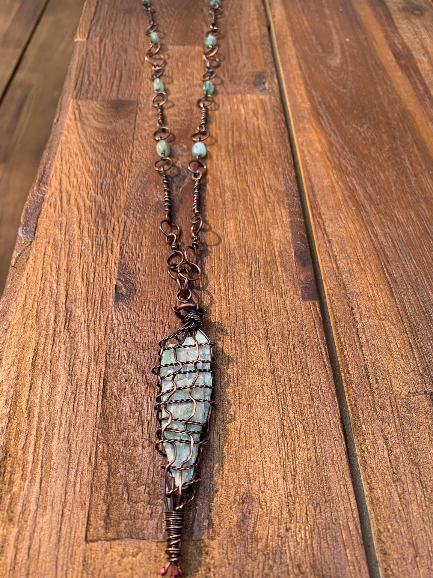 Raw Green Kyanite Necklace