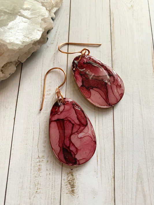 Rose Alcohol Ink Earrings