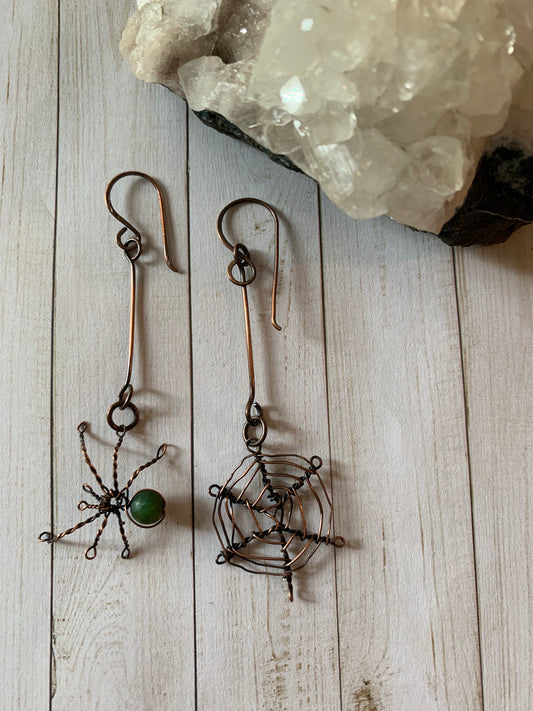Spider and Web Earrings