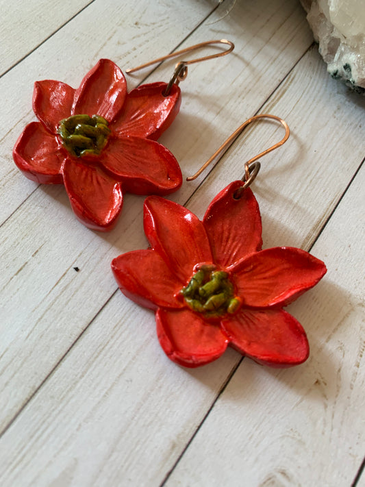 Red Flower Earrings