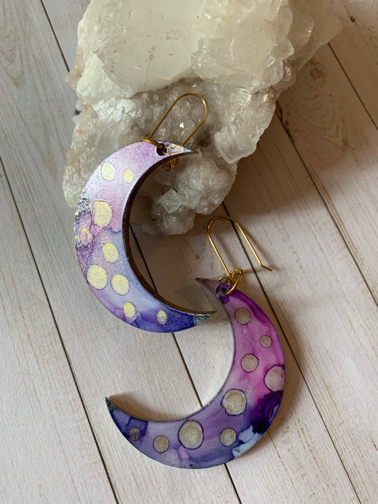 Purple Moon Earrings