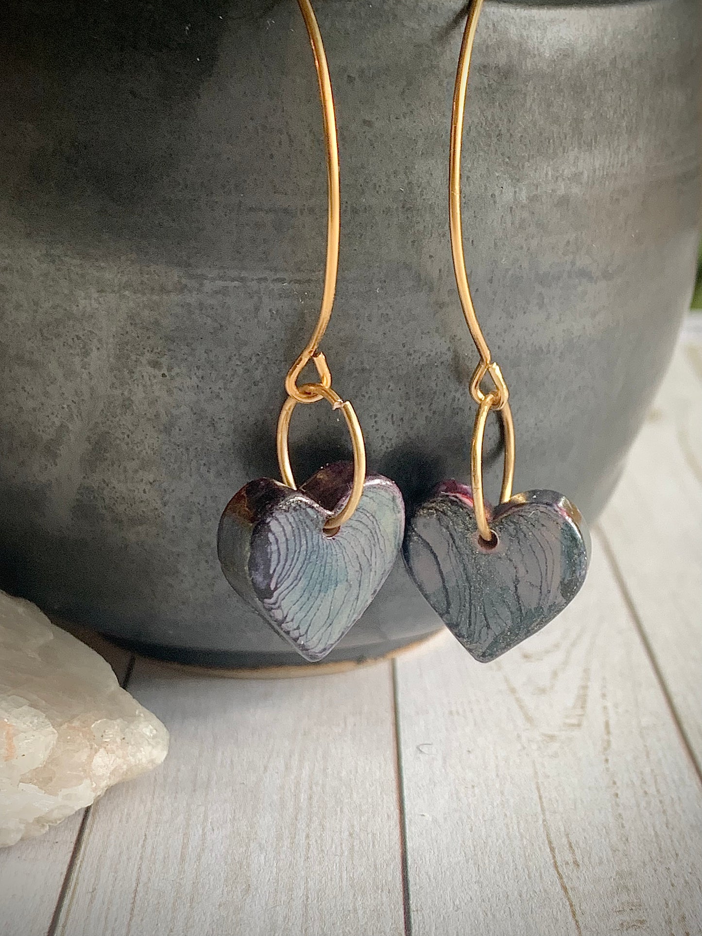 Grey Heart Earings