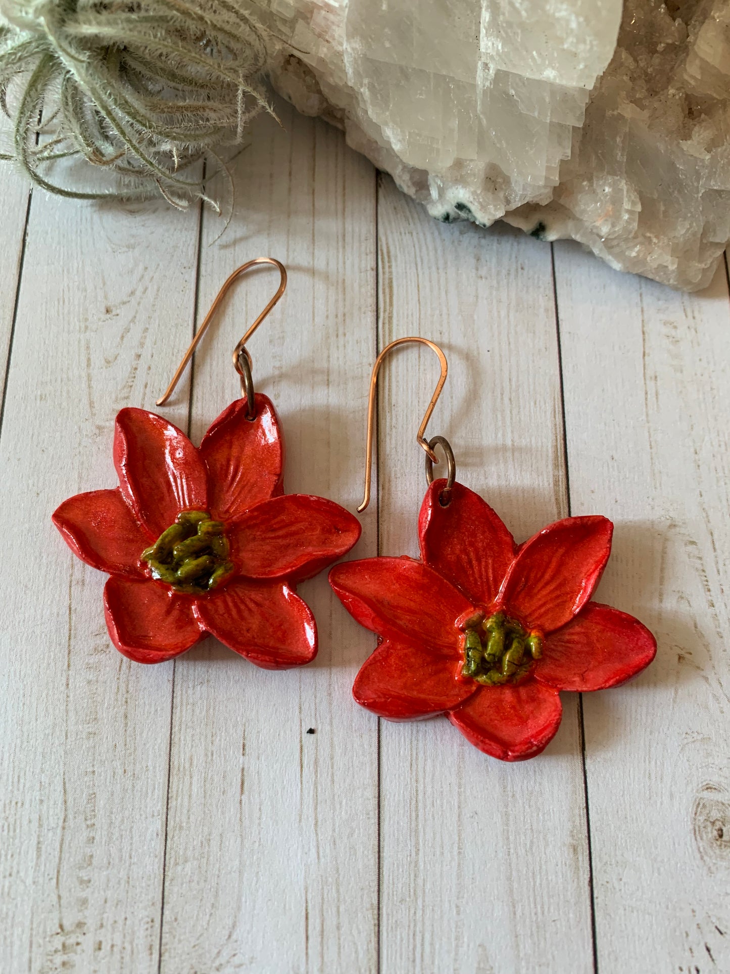 Red Flower Earrings