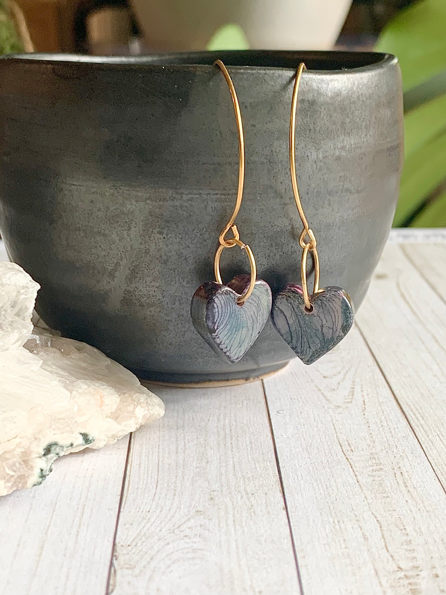 Grey Heart Earings