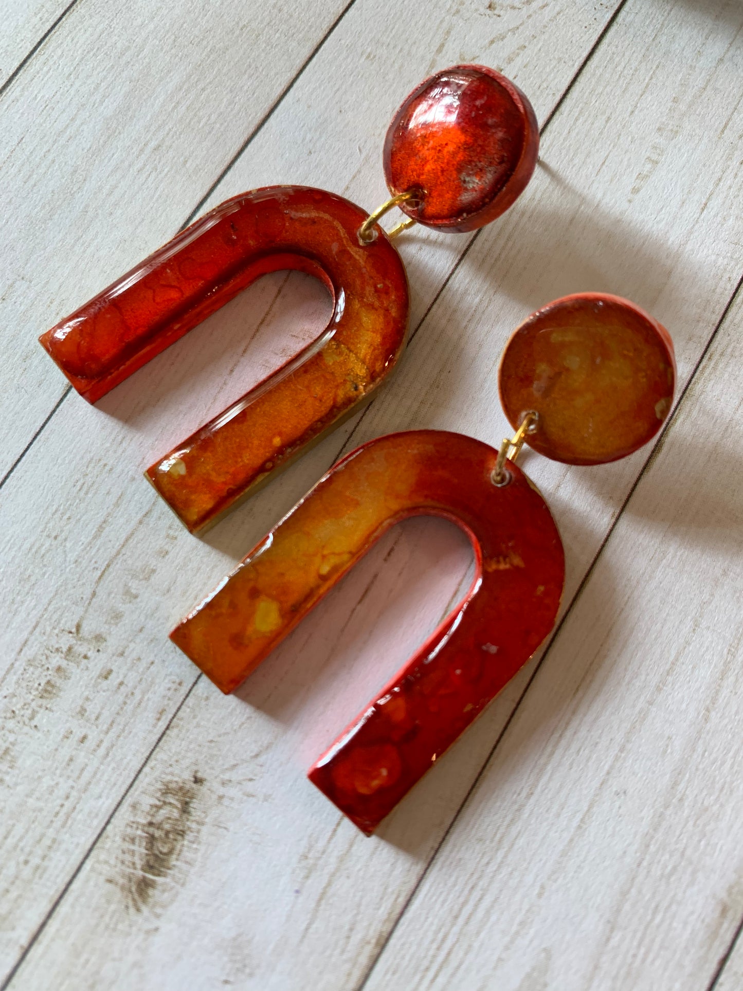 Red and Gold Contemporary Earrings