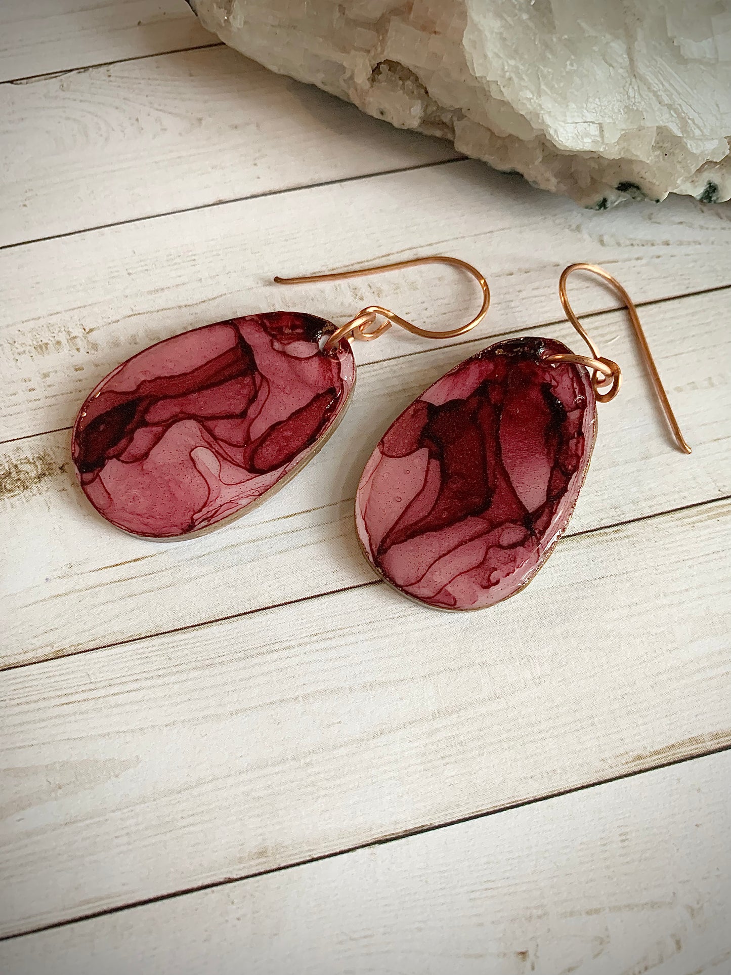 Rose Alcohol Ink Earrings