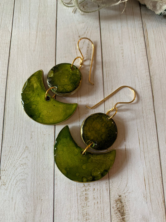 Green Contemporary Earrings