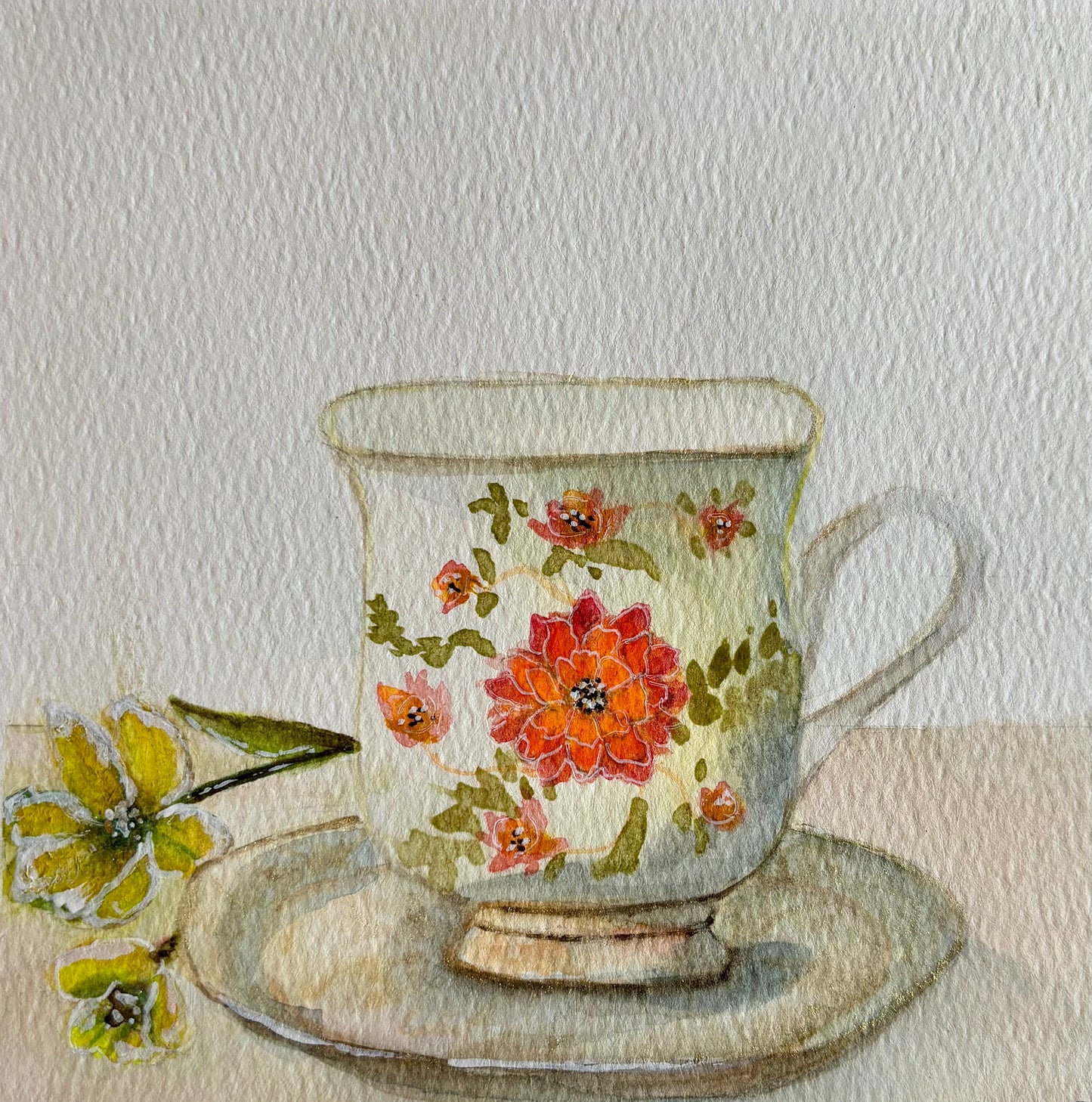 Orange and Gold Tea Cup