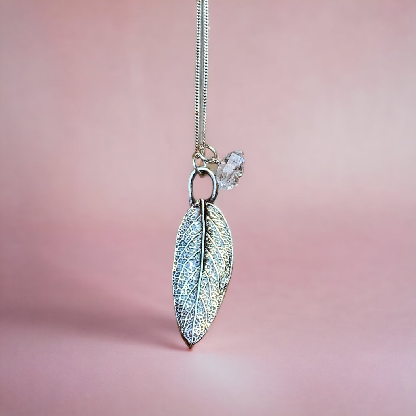 Sage Leaf with Herkimer Diamond