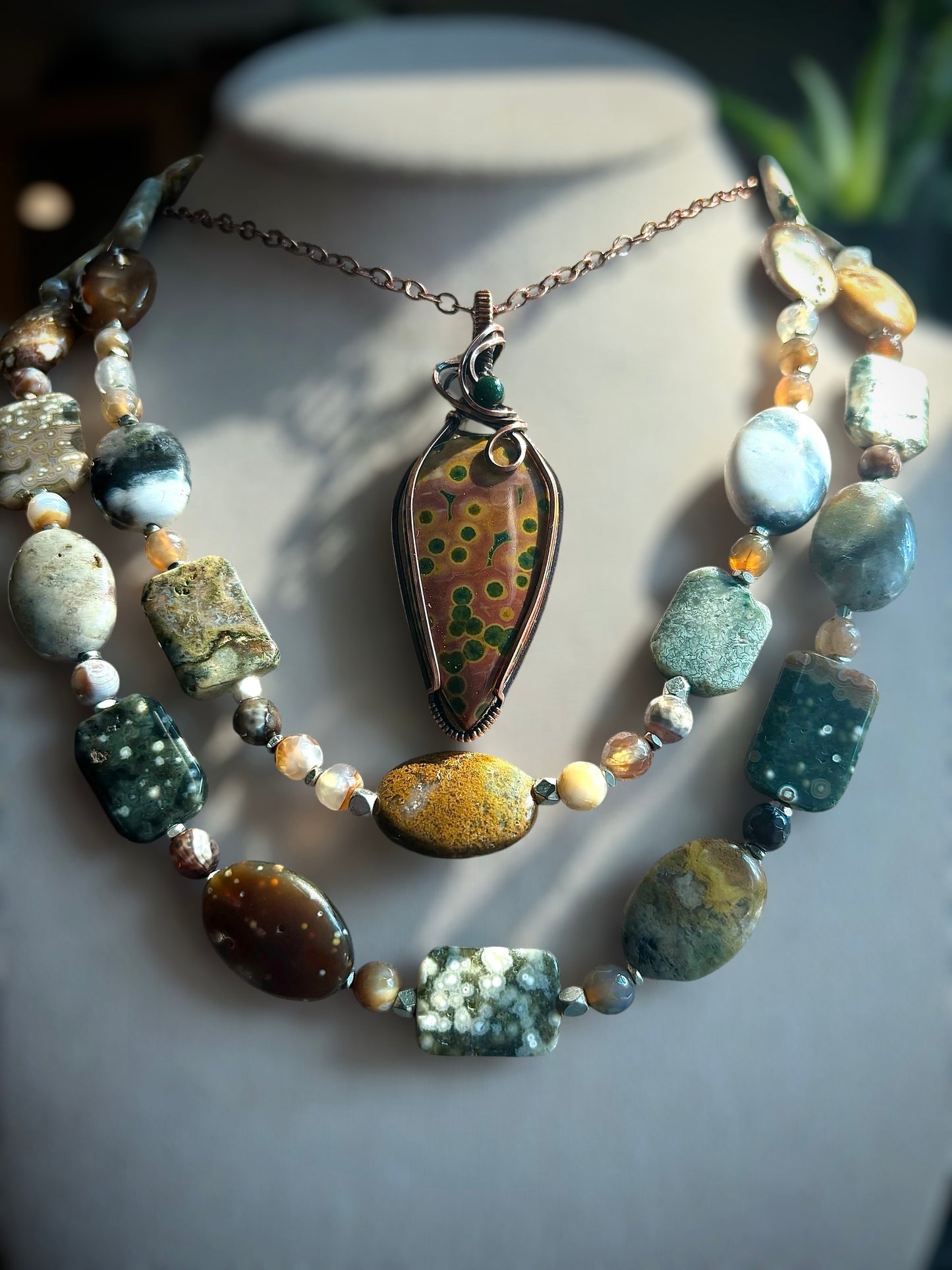 Ocean Jasper Double Strand Necklace