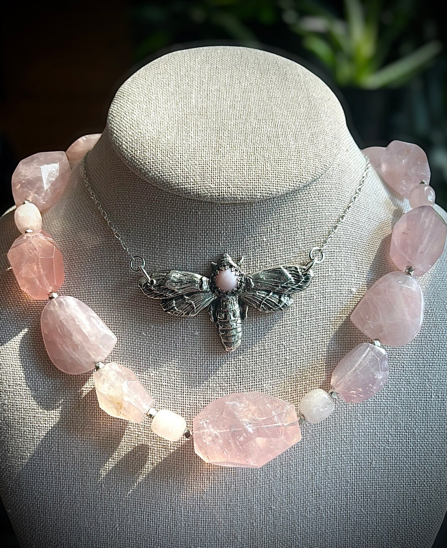 Rosa Quartz Chunky Bead Necklace