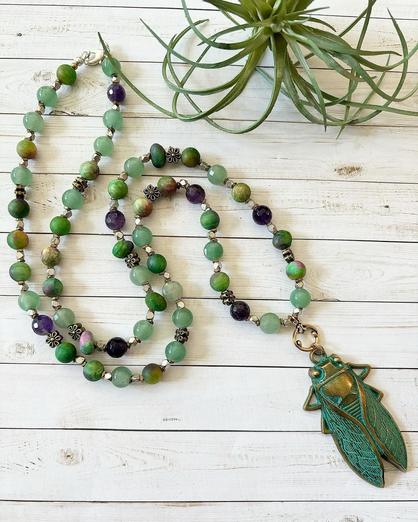 Green Cicada Necklace