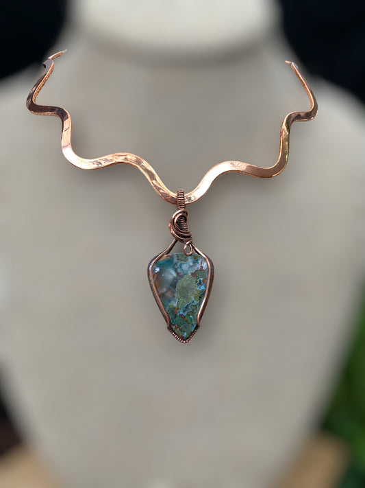 Moss Opal with Copper Choker