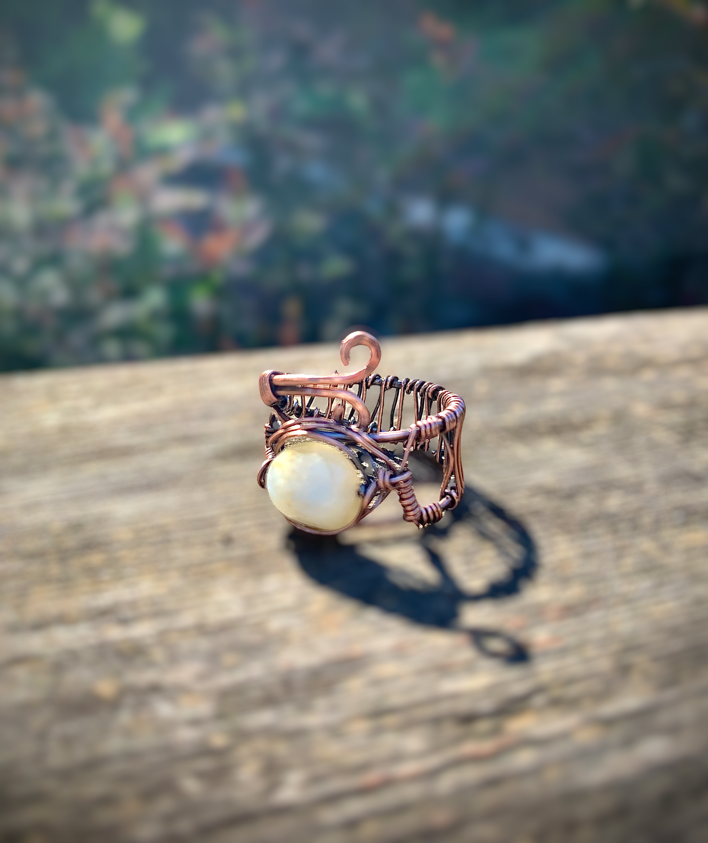 Copper and Moonstone Ring