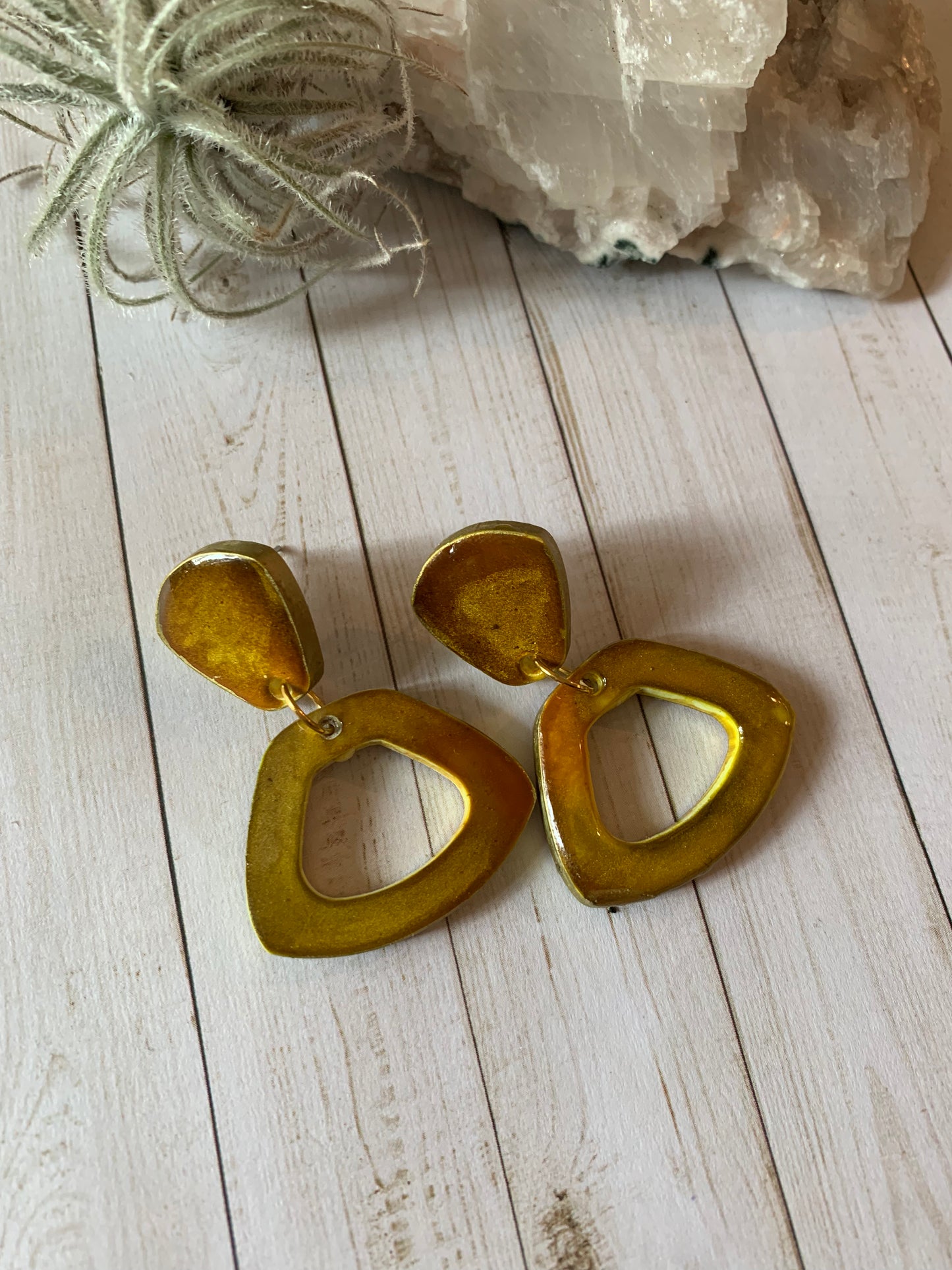 Yellow and Gold Contemporary Earrings