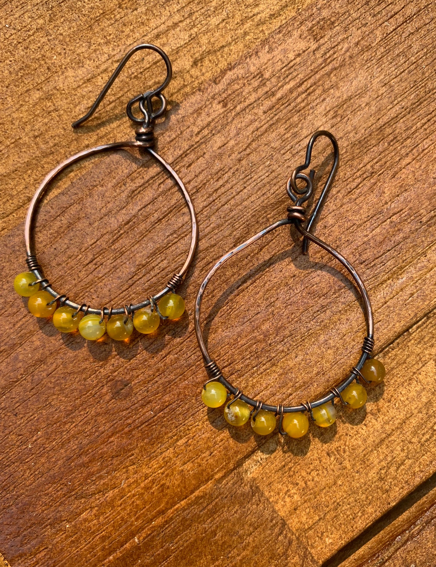 Yellow Agate Hoop Earrings