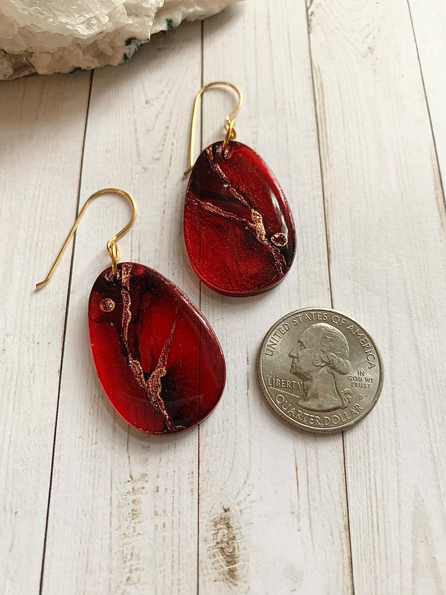 Red Alcohol Ink Earrings