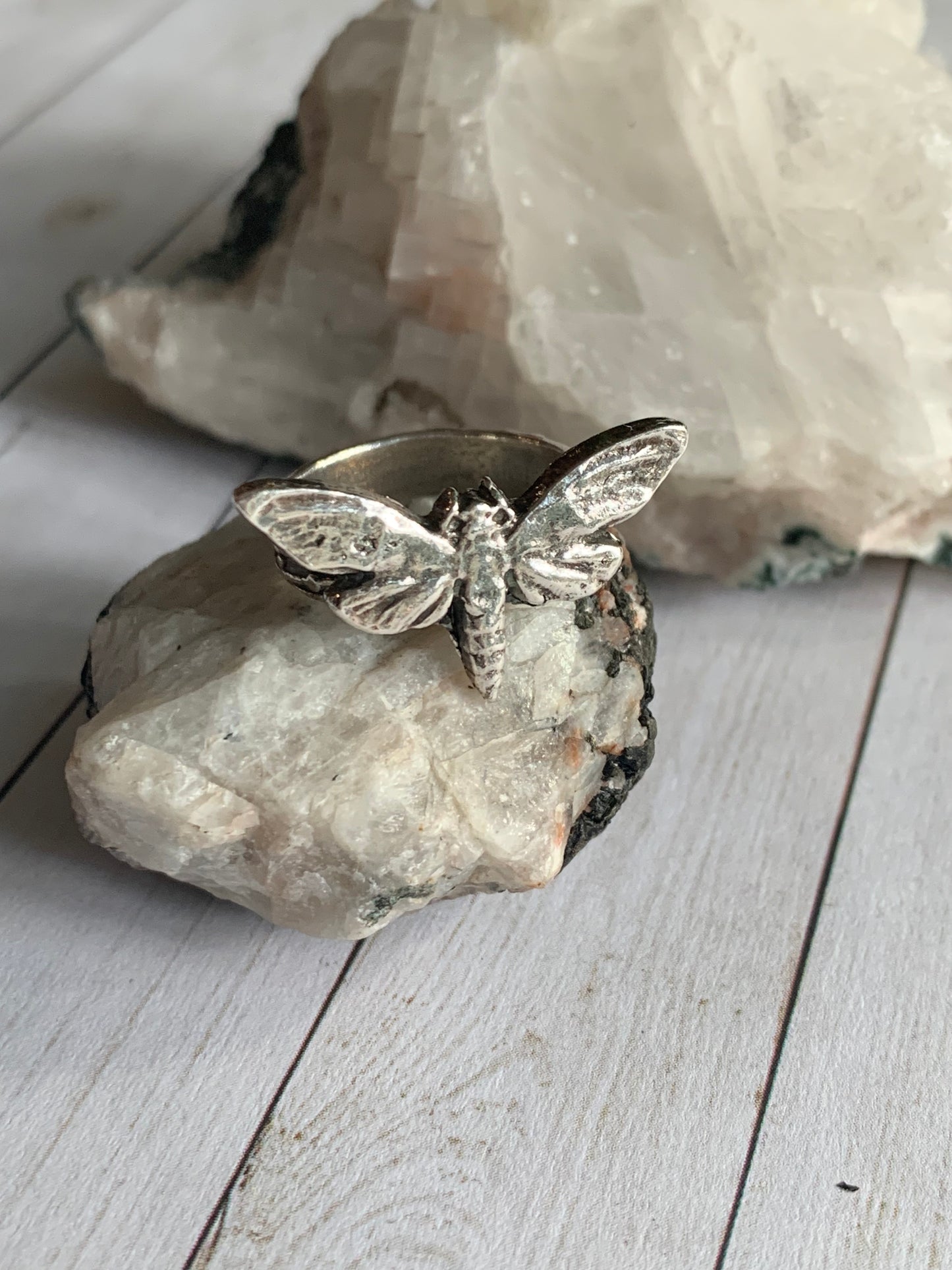 Freya’s Silver Moth Ring