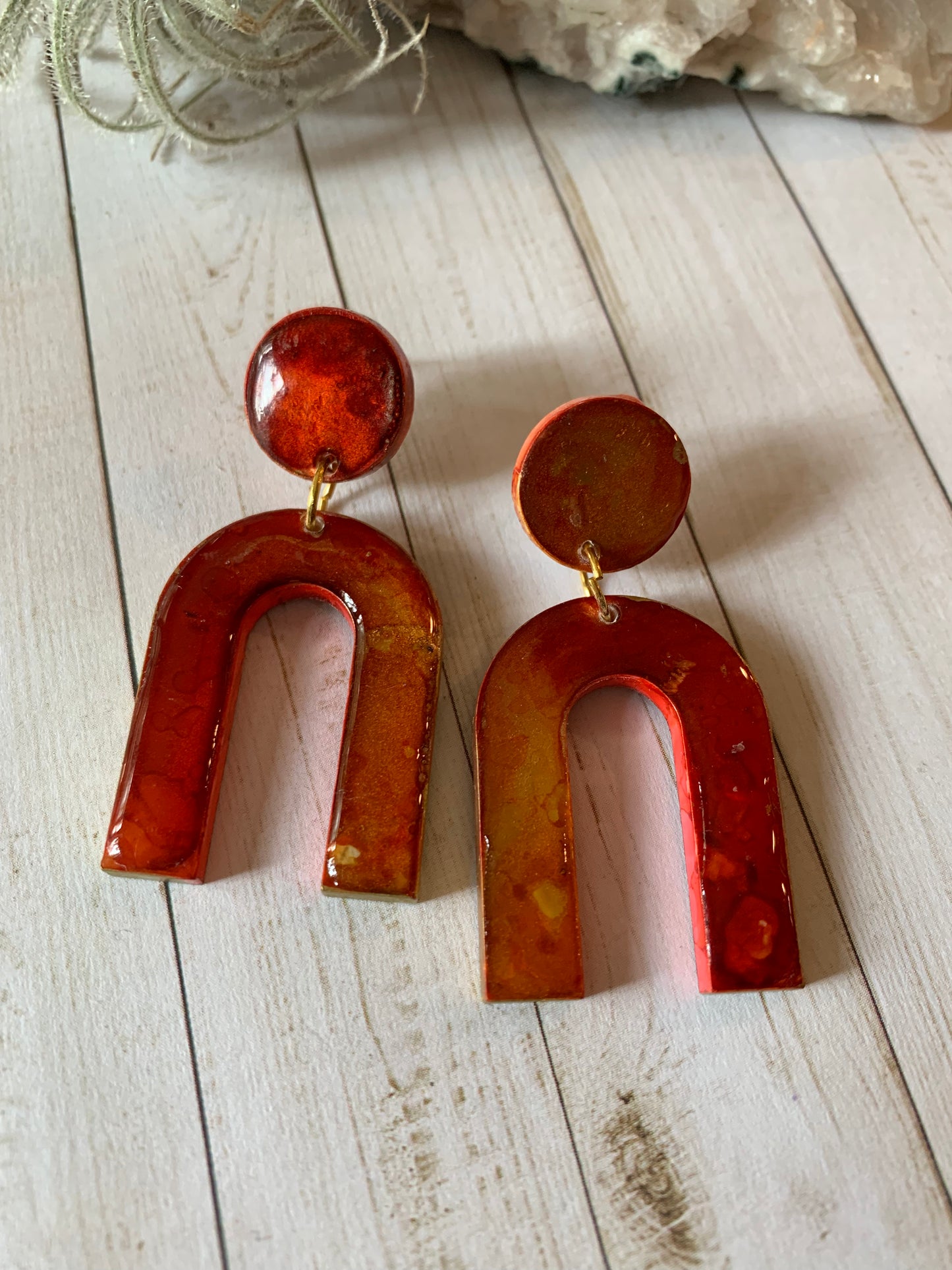 Red and Gold Contemporary Earrings