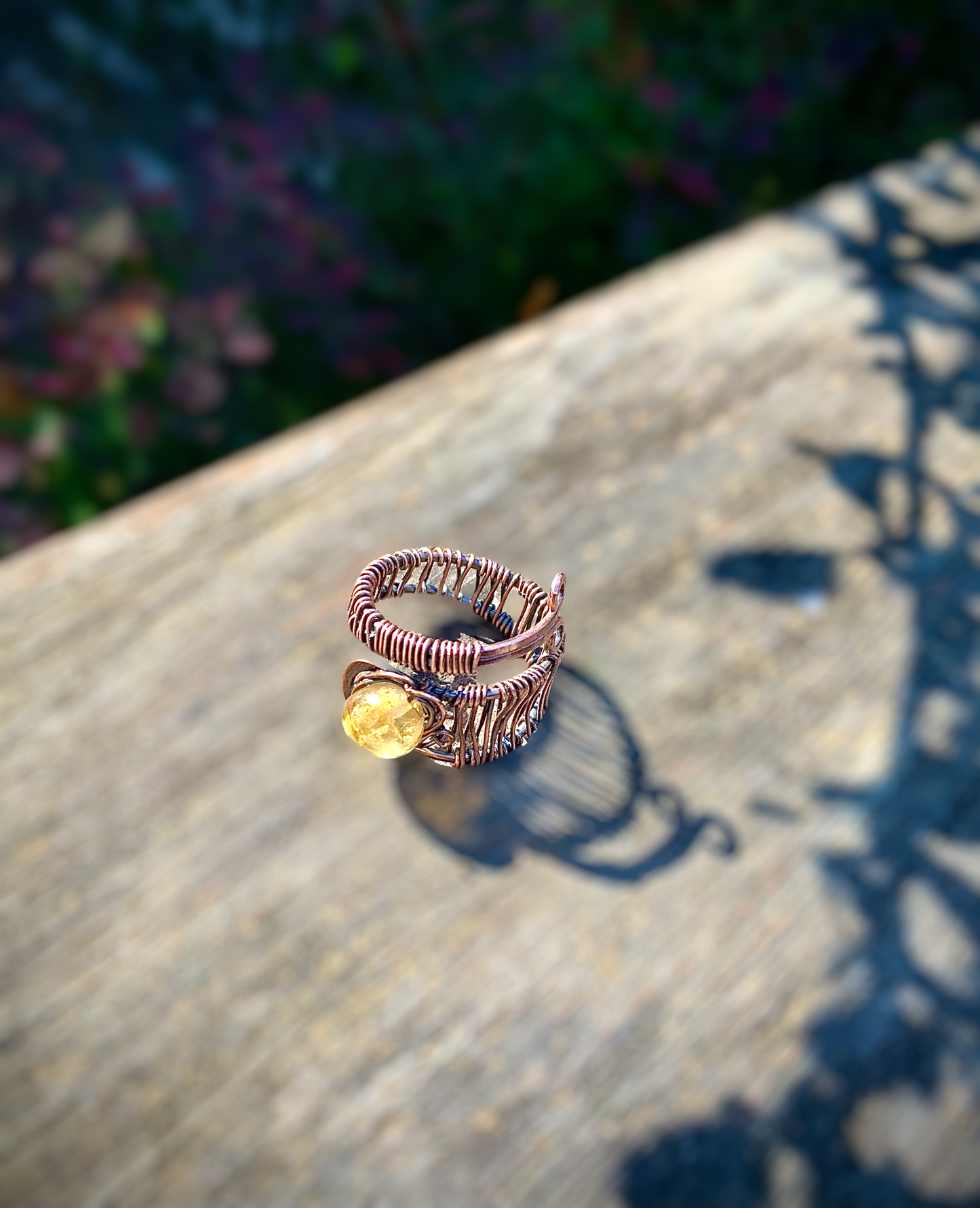 Copper and Rutilated Quartz Ring