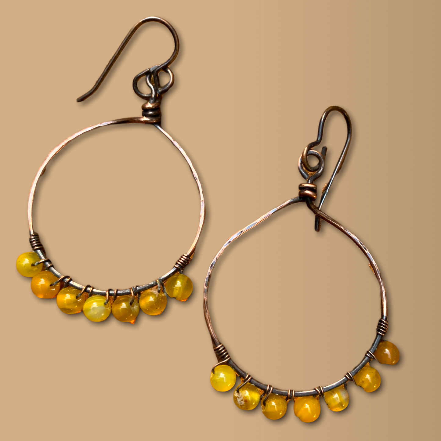 Yellow Agate Hoop Earrings