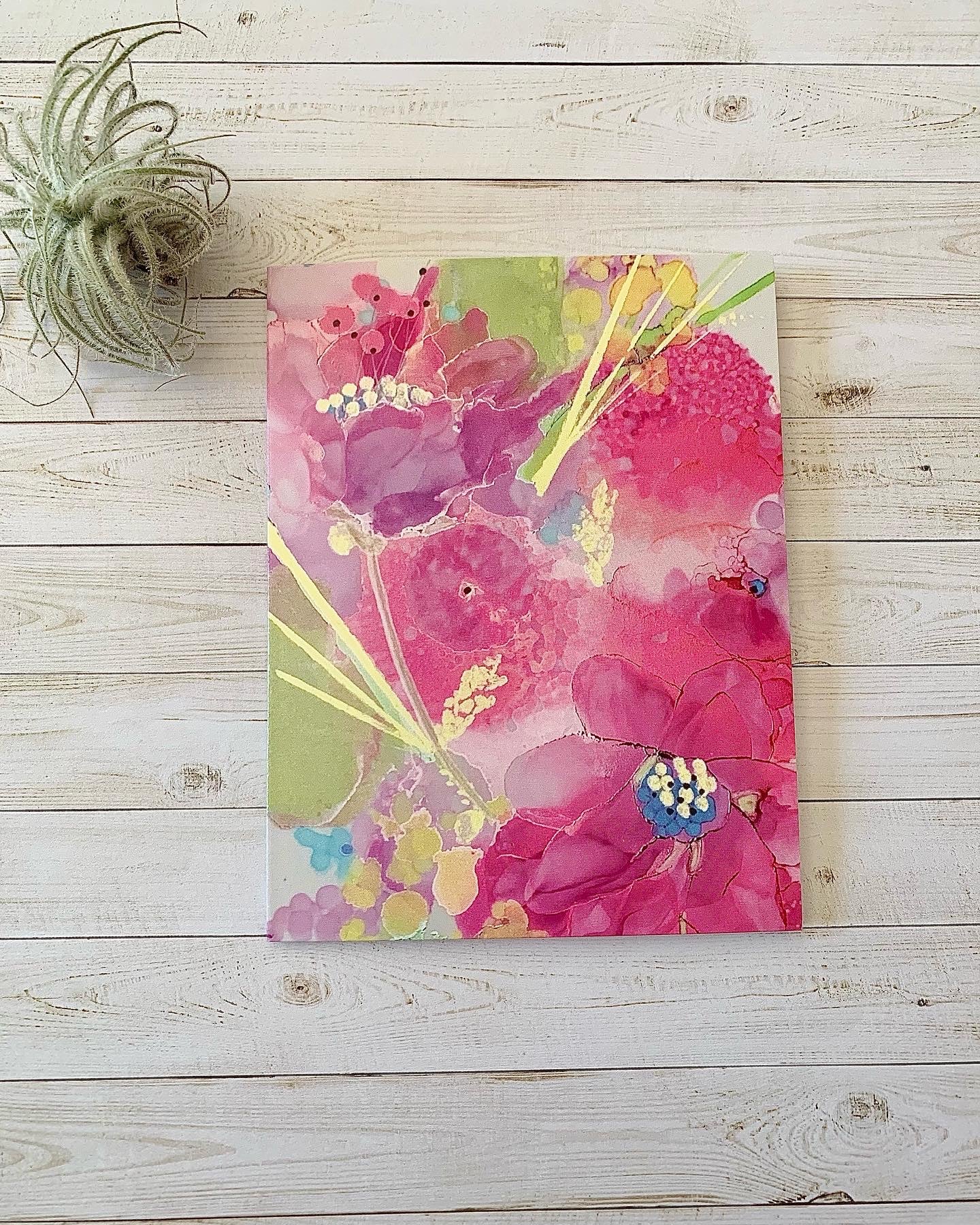 Pink and Gold Floral Notecard