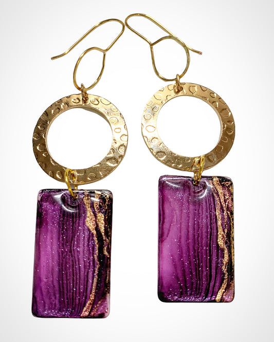 Purple and Gold Earrings