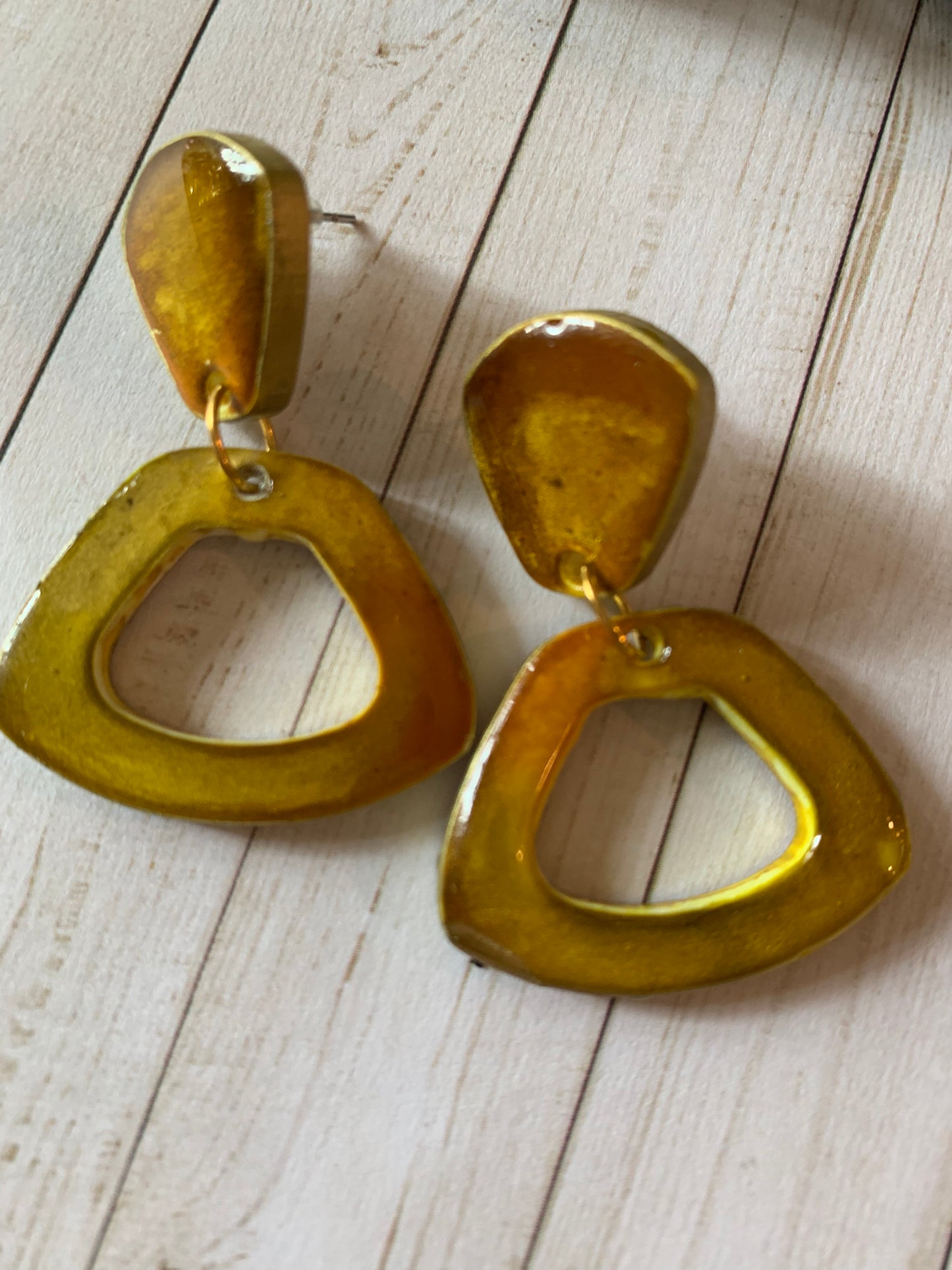 Yellow and Gold Contemporary Earrings